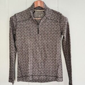 Smartwool Merino Wool Midweight Base Layer Quarter Zip M Chevron Sustainable